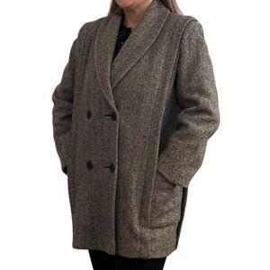 Vintage Herman Kay Herringbone Tweed Wool Coat – Women’s Size 8